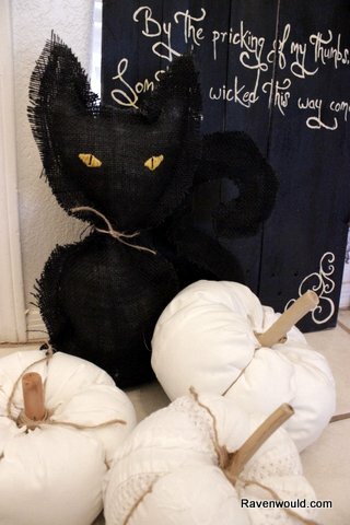 Primitive Burlap Black Cat